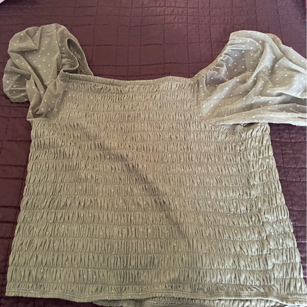 Torrid Cream Puff Sleeve Smocked Blouse